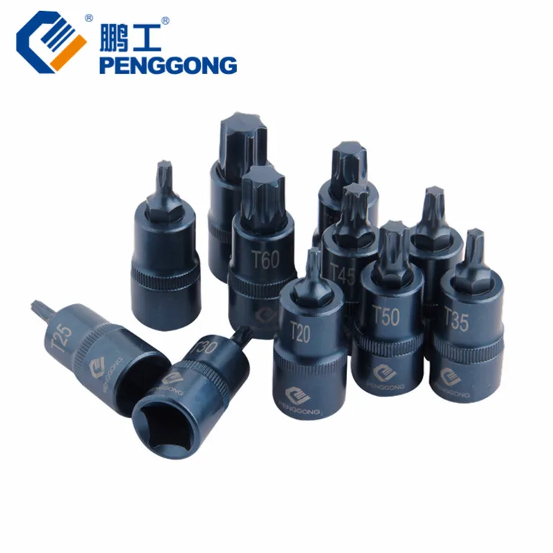 Сетевой адаптер PENGGONG Универсальная головка Torx 1/2 дюйма T20 T25 T27 T30 T35 T40 T45 T50 T55 T60 T70