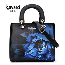 2016 Flor de La Aleta Bolsos PU Cuero Bolsa de Hombro Para Diseñador de Impresión femenina bolsa de Mano para Mujer Famosa Marca de Asas Sac nueva