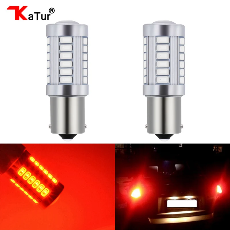 Katur 2x 1156 BAU15S PY21W 150 Degree 1056 1156PY Car LED Lamp Turn Signal Light DC 12V 33-SMD 33 SMD 5630 Orange / Amber - Испускаемый цвет: Red