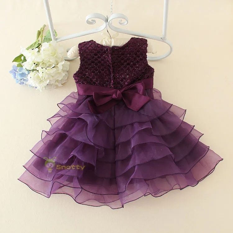 Детское фиолетовое платье для девочек платье без рукавов с цветочным узором и круглым вырезом и бантом для девочек; Vestidos; праздничная одежда для детей; KF154016