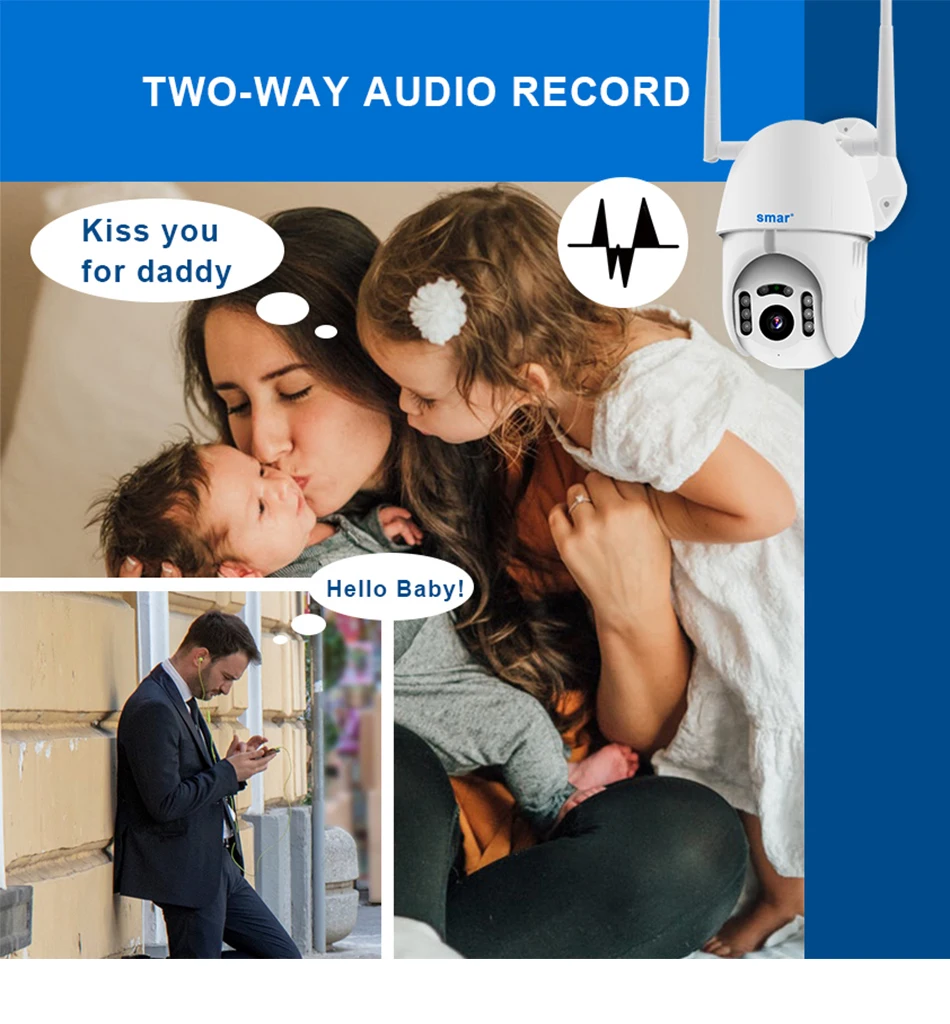 Armazenamento em Nuvem sem Fio Câmeras de Segurança ao ar Áudio em Dois Smar Câmera Ptz Velocidade Dome Cctv Livre Onvif Sentidos P2p Wi-fi 1080 p ip 5 fio câmera ip ptz velocidade dome cctv