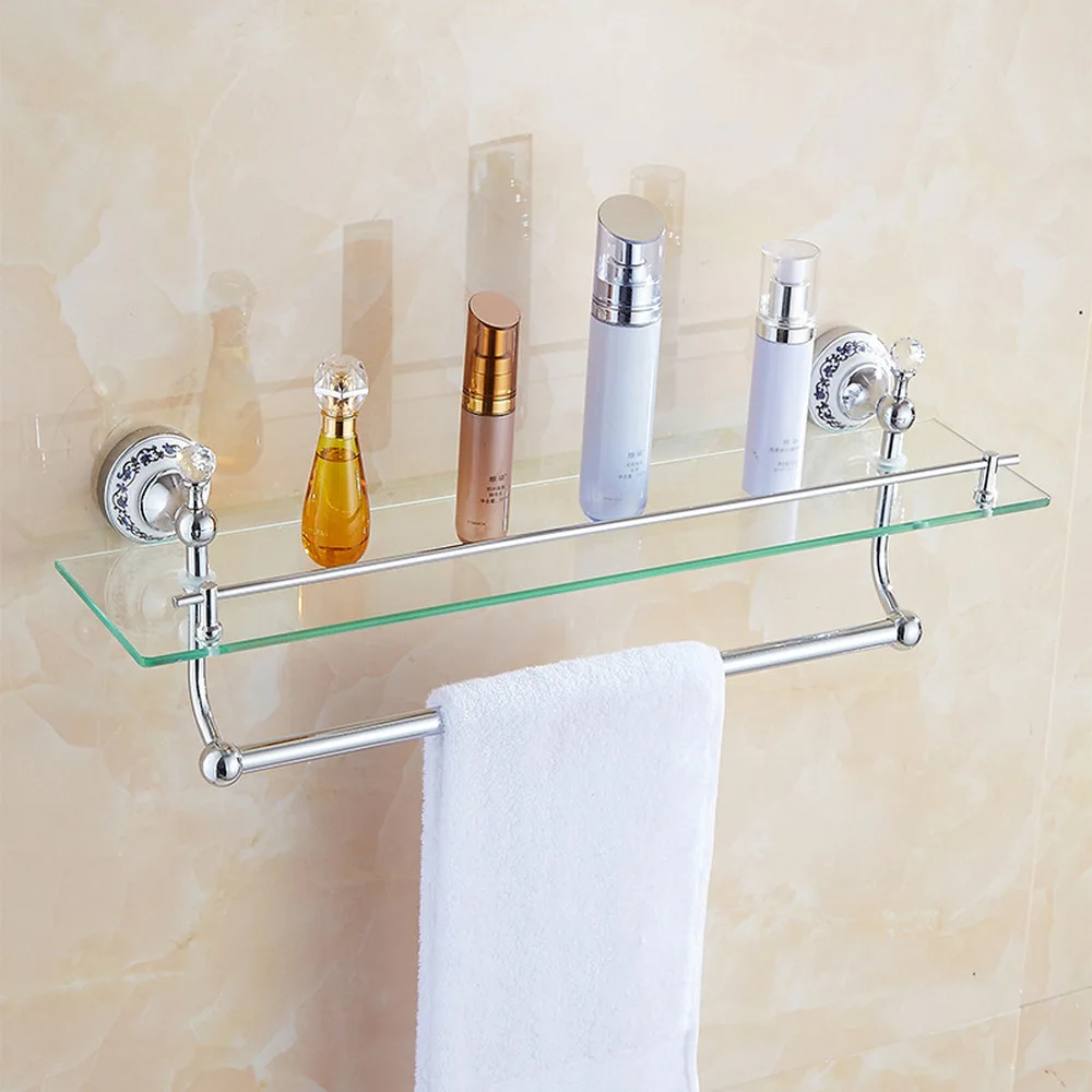 

European stainless steel dressing table multi-function bathroom wall shelf cosmetics rack with hanging rod bathroom kit lo815220