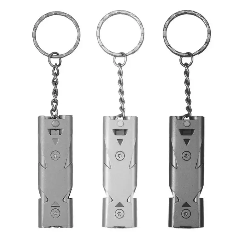 High Quality Double Pipe Whistle High Decibel Stainless Steel Outdoor Emergency Survival Whistle Keychain Cheerleading Whistle