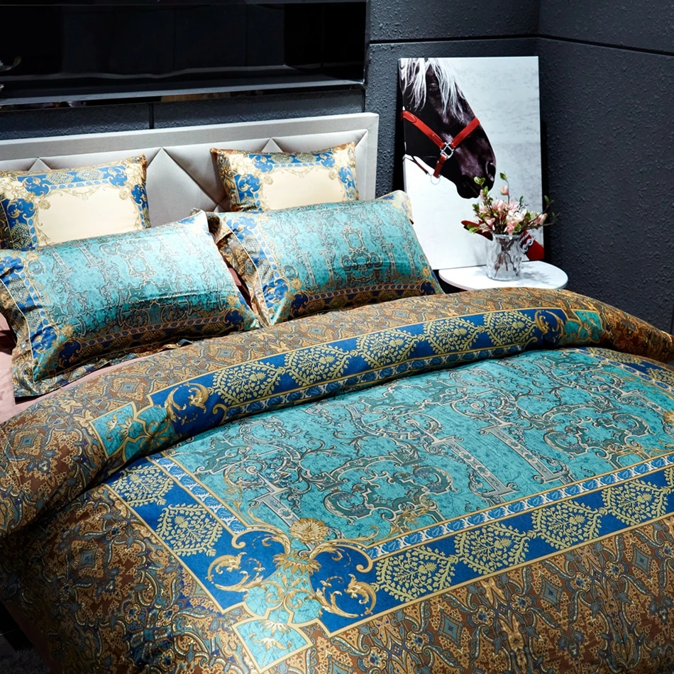 Royal Duvet Cover Set,Solid Color Satin Bed Sheet+Soft Bedding Pillow