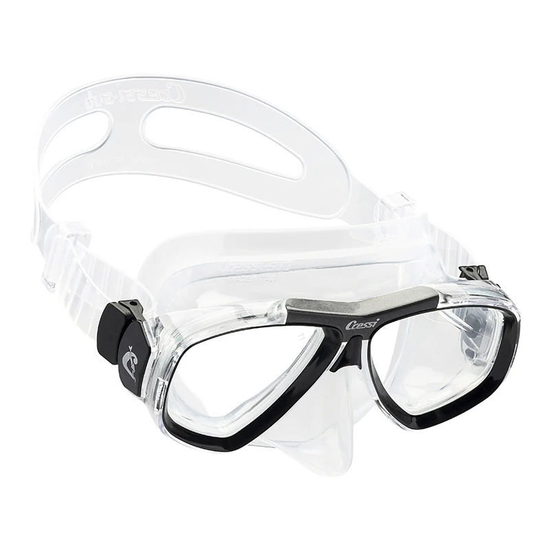 Маленькое ручное производство фокус маска для подводного плавания закаленное Стекло 2 окна низкий объем Подводное плавание маска для взрослых - Цвет: CLEAR-BLACK
