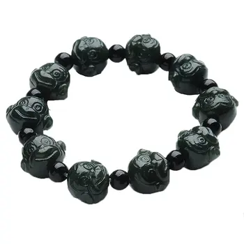 

Koraba Fine Jewelry Natural Jade Handmade Carved Monkey Head Bracelet Bracelet Free Shipping