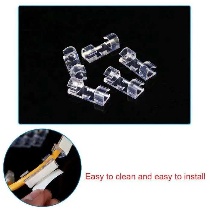 20pcspack Self-adhesive Wire Organizer Line Cable Clip Buckle Plastic Clips Ties Fixer Fastener Holder 31.11cm