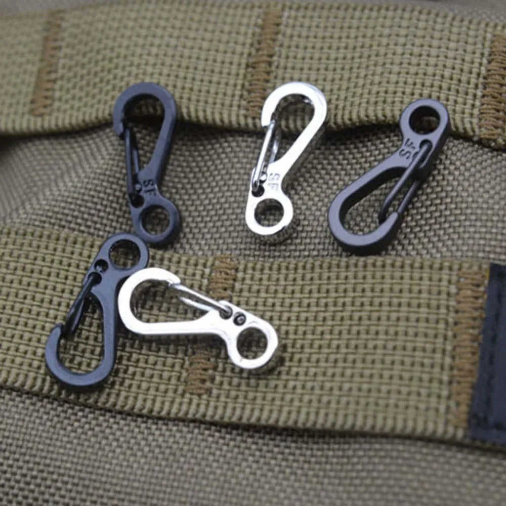10Pcs/Lot Survival Outdoor Mini Aluminium Hang Buckle Quickdraw Key Chain new arrival   New Style