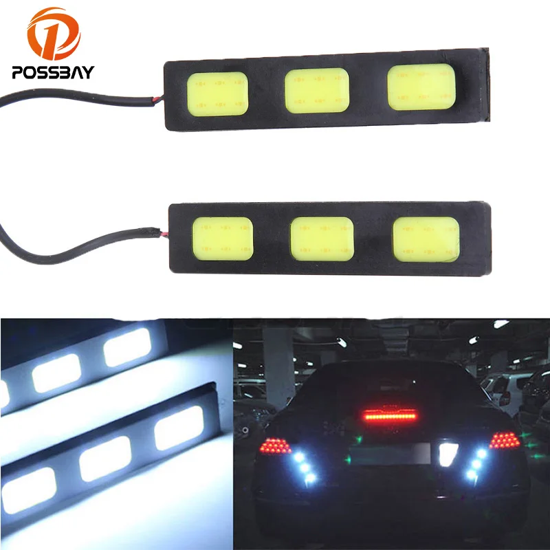 

POSSBAY Universal COB Car Auto 12V 2x 3-LED 6W DRL Flexible Lights Daytime Running Fog Driving Lamp White LED