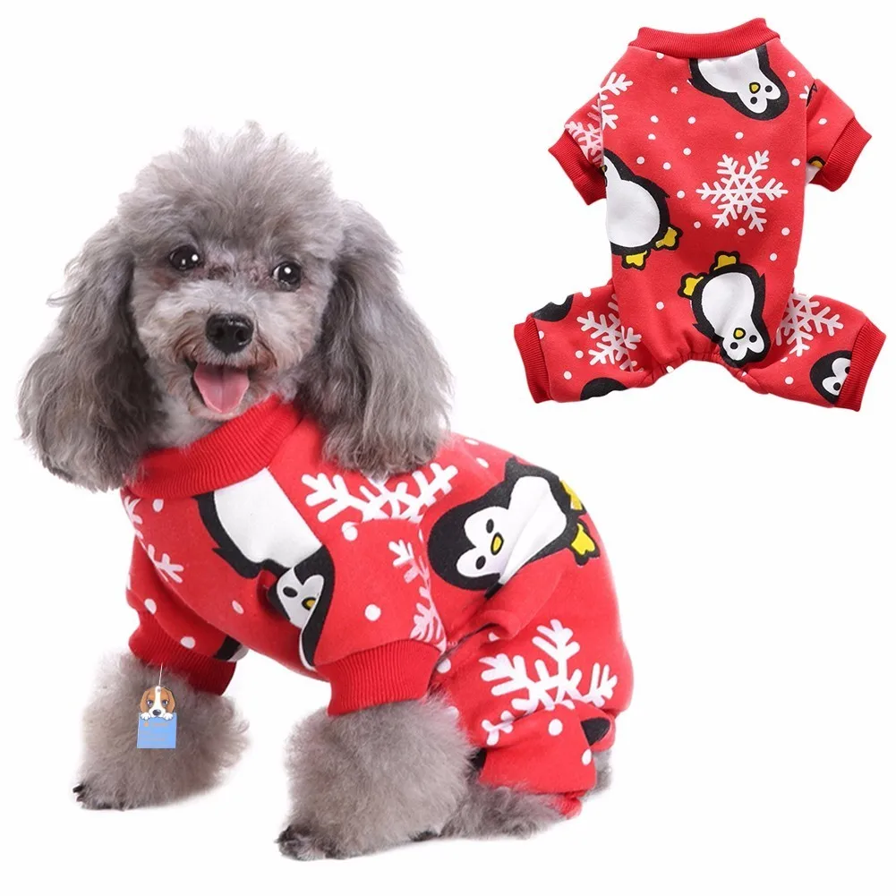 

TAONMEISU Christmas Dog Pajamas Winter Warm Three styles Santa Claus Snowflake Four-legged Clothes Sleeping Clothing