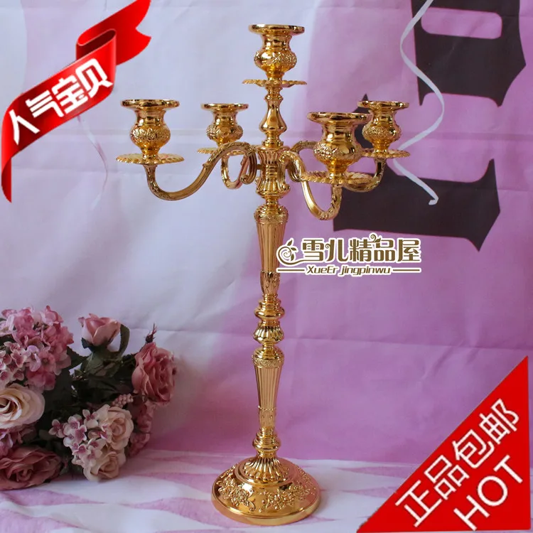 

New European gold high foot 52 cm five head of home furnishings KTV hotel wedding birthday candle props