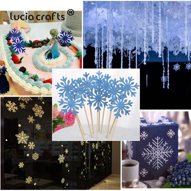 Lucia Crafts 2шт/8 шт пластиковые снежинки Рождественская елка кулон Рождественский орнамент DIY художественные вечерние украшения для дома и нового года H0215