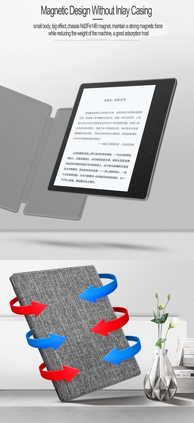 Односторонний чехол на магните для " Kindle Oasis(9th Generation) читалка для Kindle Oasis 2 Auto Sleep/Wake Cover