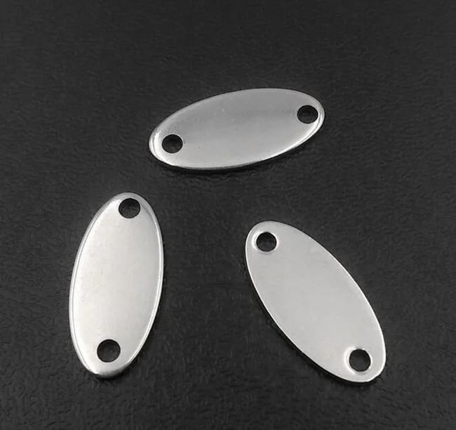 

8*17mm Stainless Steel Oval Stamping Connectors Dog Tags Pendants Engraving Blanks For DIY Customized Gravesd Gifts