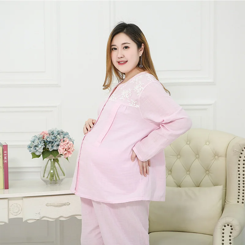 Пижамный комплект для беременных; Одежда для кормящих матерей; сезон лето; большие размеры; свободные домашние брюки