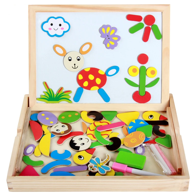 

Montessori Toys Children Early Educational Learning Puzzle Wooden Toys for Children Magnetic Stickers Preschool Teaching Aids