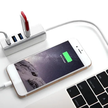 

4 Port External USB Hub Aluminium Alloy Tablet PC Computer High Speed Charging Sync Data Transfer Splitter