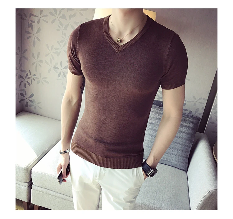 100% козья кашемир мужские Vneck свитер с коротким рукавом сплошной цвет M-2XL оптом и в розницу Настройка