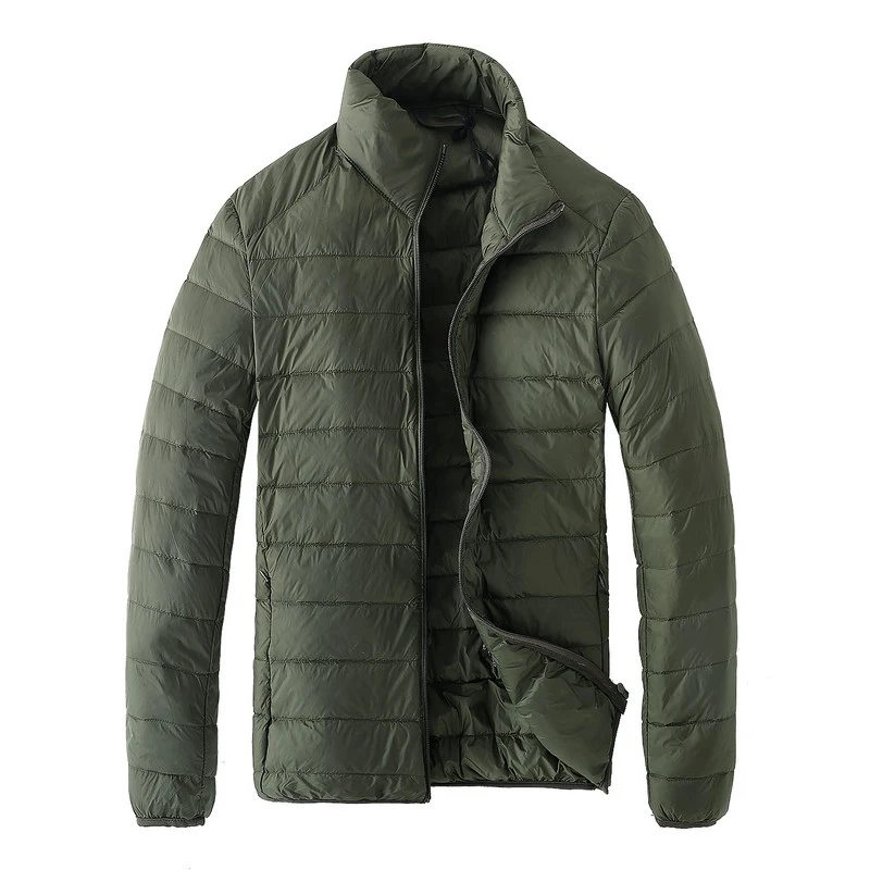 Новая зимняя Модная брендовая складываемая куртка-пуховик из утиного пуха, Мужская водонепроницаемая уличная куртка с перьями, сверхлегкая Теплая мужская одежда - Цвет: Армейский зеленый