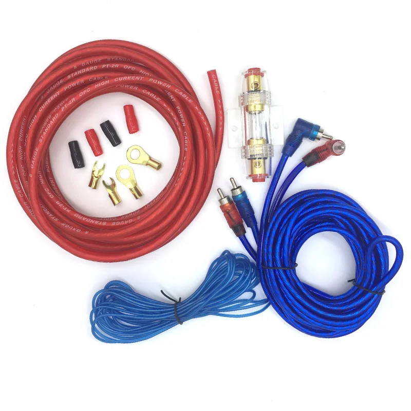 4.5m 8GA Car Audio Wire RCA Amplifier Subwoofer Cable Speaker Wire Set Power Cable Fuse Holder