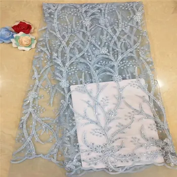

Cassiel Skyblue French African Lace Fabric Sequins Tulle Nigerian Tissu Mesh India Lace For Wedding Dress
