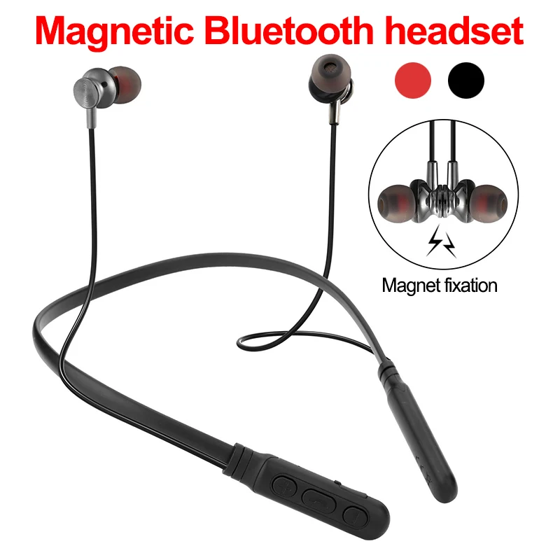 

40 PCS Wholesale Bluetooth Earphone Sport Wireless Headphones for iPhone Neckband Magnetic Headset Handfree Earbuds with Mic