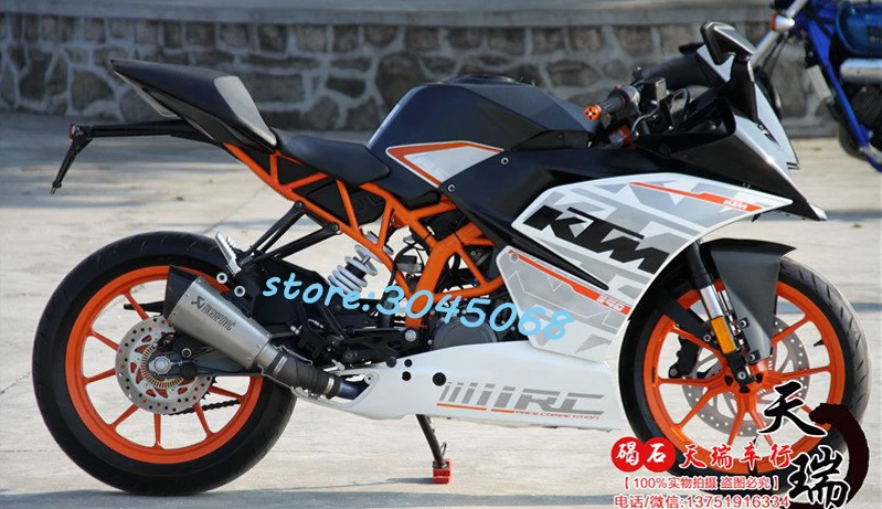 Слипоны для KTM Duke 200 KTM390 мотоцикл полная система выхлопной трубы из углеродного волокна с наклейкой средней трубы для KTM RC300