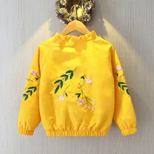 Куртки; пальто с цветочным рисунком для девочек; ветровка с вышивкой для маленьких девочек; модная детская бейсбольная верхняя одежда для подростков; Осенняя От 3 до 14 лет
