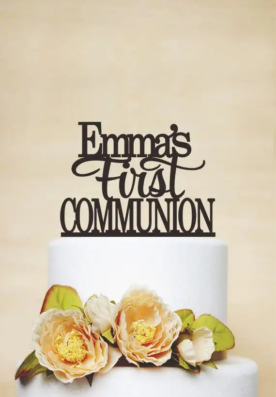 Cake Topper With Name Personalized Baptism Gift Christening God Bless First Communion | Дом и сад