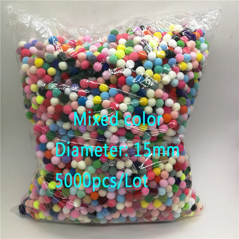 5000pcs 15mm Mixed Color Pompoms Wholesale Soft Pom Poms Balls for DIY Home Garden Wedding Deco Sewing Accessories | Дом и сад