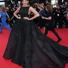 Модное черное бальное платье знаменитостей кружевное на заказ вышитое бисером органза корт поезд длинное вечернее платье высокого качества