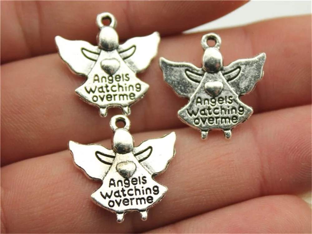 WYSIWYG 6pcs 20*19mm 2 Colors Antique Silver, Antique Bronze Angels