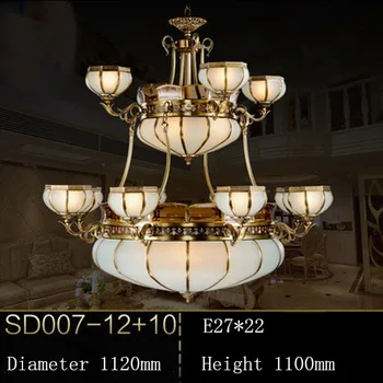 

Copper chandelier ,22 e27 bases, retro Continental style, diameter 1120mm, livingroom pendant, high quality droplight