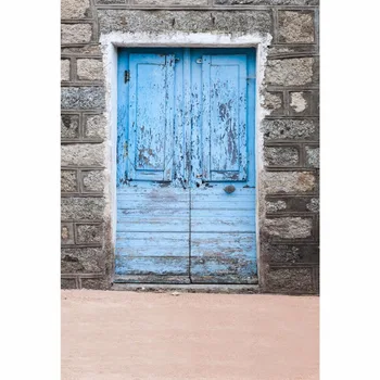 

Thin fabric cloth Printed photography background old wood door backdrop F-2583