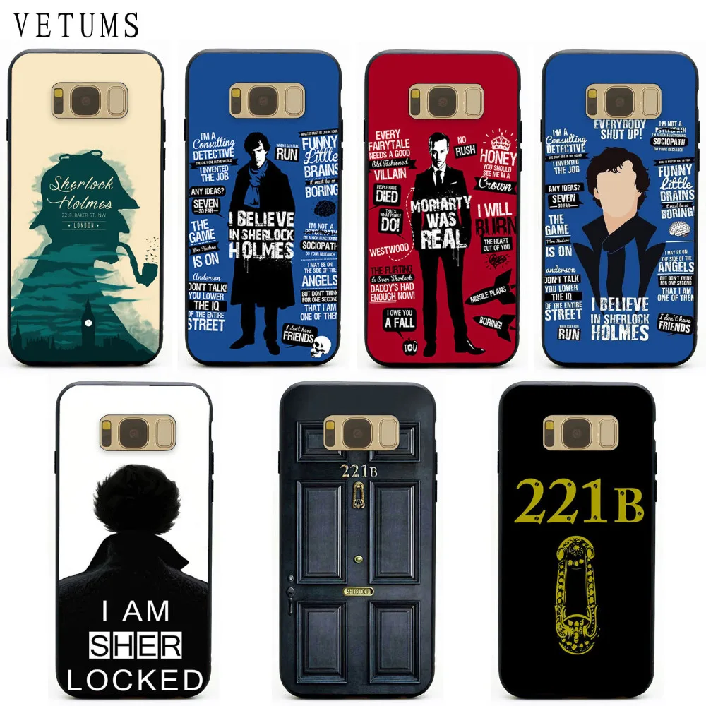 

VETUMS TV Series Sherlock Holmes PC Hard TPU Rubber Hybrid Phone Case Cover For Samsung Galaxy S6 S7 edge S8 S9 Plus Note 8