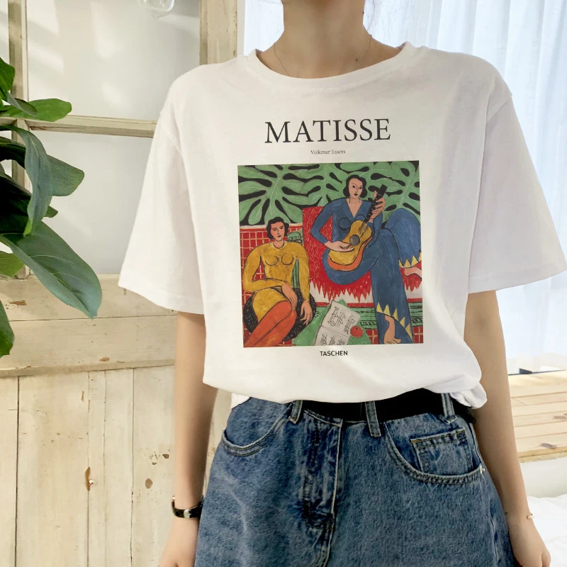 Matisse, летние, большие размеры, свободные, повседневные, женские, короткий рукав, мультяшный рисунок, принт, женские топы, Мода Harajuku, новинка, футболка с надписью