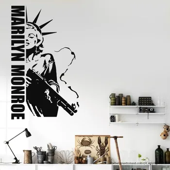 

Free Shipping Marilyn Monroe Gun Wall Decal Liberty of Statue Modern Home Wall Sticker Decal Vinyl Decals GW-42