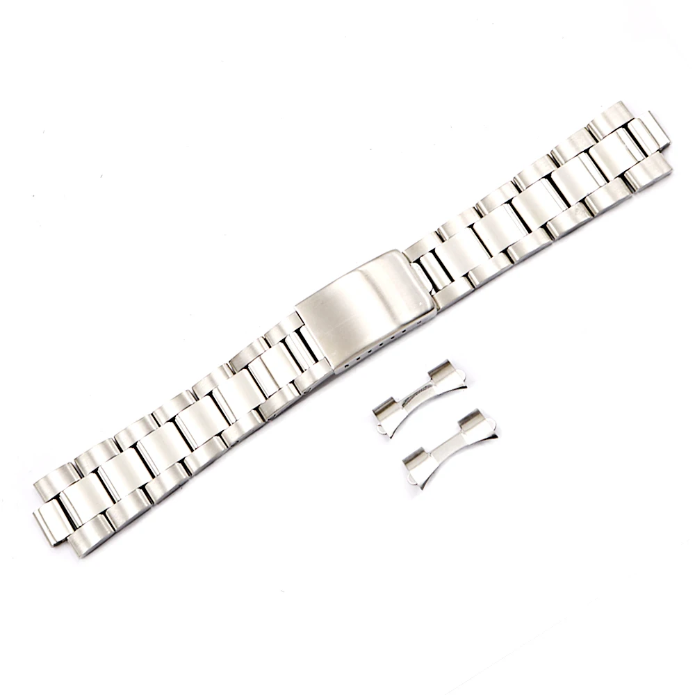 Rolamy 19 20mm Top Grade Silver Brushed 316L Solid Stainless Steel Watch Band Belt Strap Bracelets Of Oyster