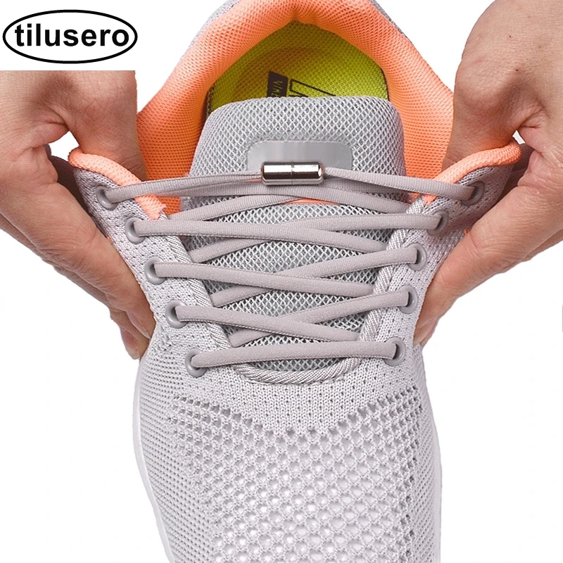 

1Pair No Tie Shoelaces Metal Lock Round Shoe Laces Kids Adult Sneakers Quick Shoelace Shoe Laces Strings F077