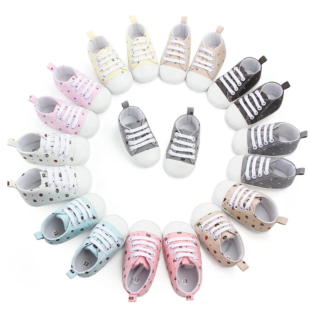 

New Cute bear Baby Canvas Shoes Infant Sports Sneakers First Walkers shoes Baby Moccasins Anti-slip Soft sole Baby casual shoes