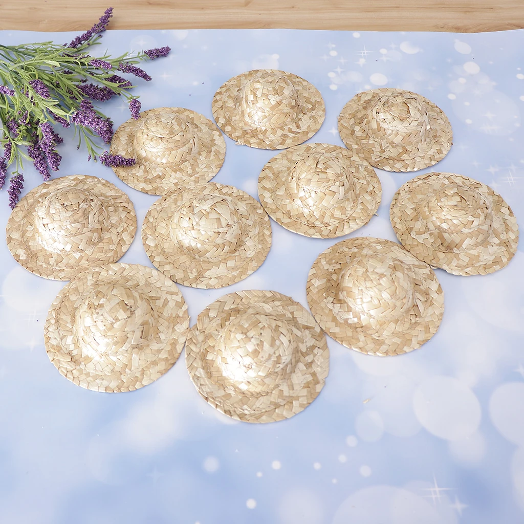 10 PCS Knitting Straw Bowler Doll Hat Cap Cotume Clothes Clothing Decoration Accessories for Dolls