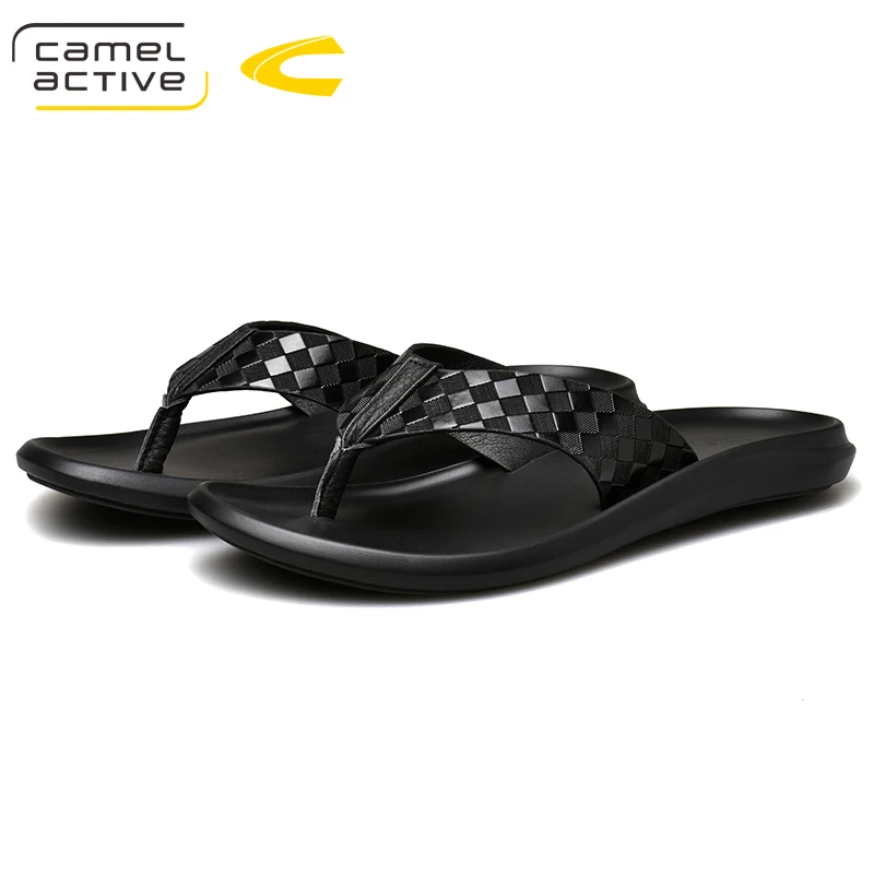 Мужские Пляжные шлепанцы Camel Active коричневые Шлепанцы из натуральной кожи удобная