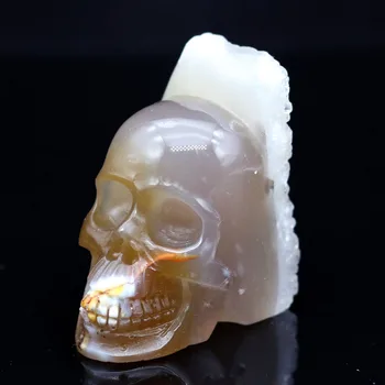 

1.77"GEODE CRYSTAL AGATE Handmade Carved Crystal Skull Crystal Realistic Crystal Healing Furnishing Articles Figurine AG90