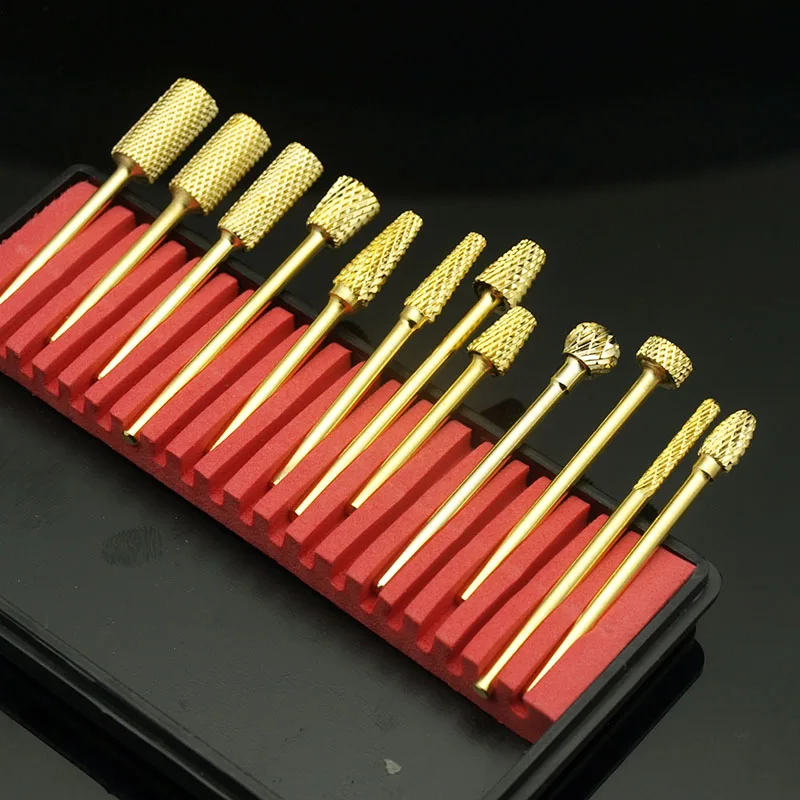 

EasyNail 12 Types Golden Carbide Nail drill bits Burrs Metal Drill Bits Cuticle For Manicure Electric Nail Drill Accessories.