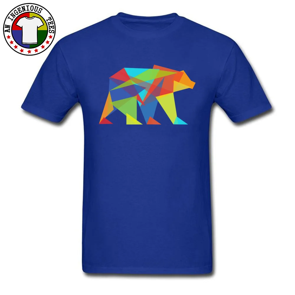 Fashionable Fractal geometric bear Summer Short Sleeve Tshirts Father Day O Neck Pure Cotton Tops Shirt for Men T-shirts Group Fractal geometric bear blue