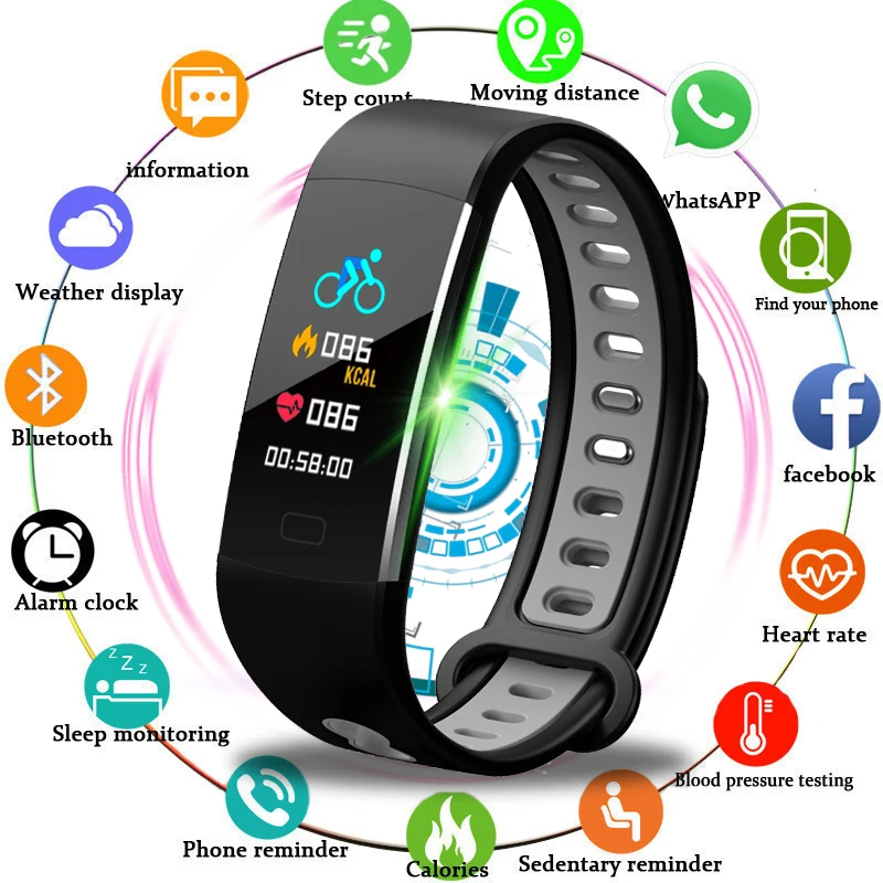 

LIGE New Smart Watch Men Fitness Tracker Heart Rate Blood Pressure Monitor Smart Bracelet Pedometer Sport Smart wristband+Box