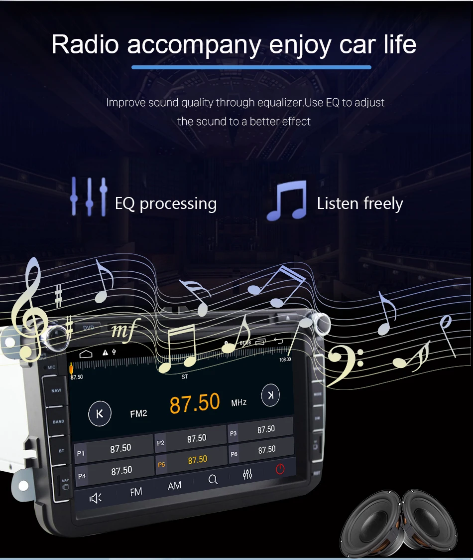 Excellent Eunavi TDA7851 2 Din Android 9 Car DVD for Volkswagen VW GOLF 5 6 POLO PASSAT SKODA CC JETTA TIGUAN TOURAN gps radio Multimedia 18