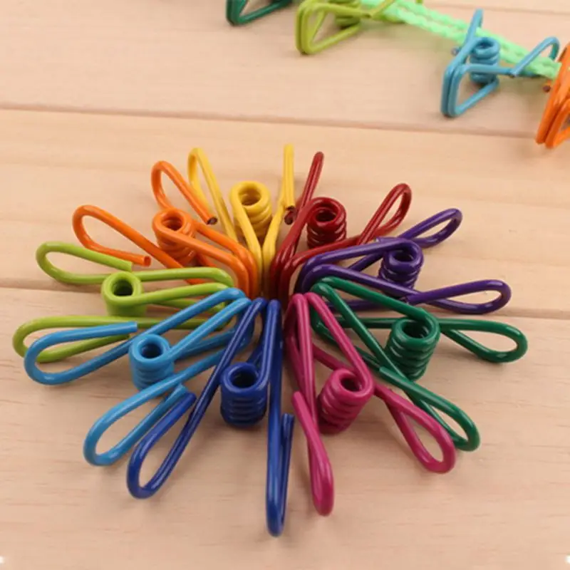 10pcs Random Mini Colored Spring Stainless steel plastic Clips Clothes