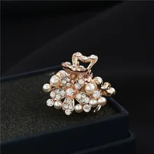 Высокое качество Стразы, жемчуг, цветок, Когти для волос, украшения для волос, золотой цвет, металлический краб, зажим, свадебные аксессуары для волос, подарки