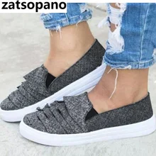 Женские парусиновые лоферы; большие размеры 35-43; обувь на плоской подошве без застежки на платформе; повседневная женская обувь с вышивкой; Мокасины с шерстью обувь кроссовки